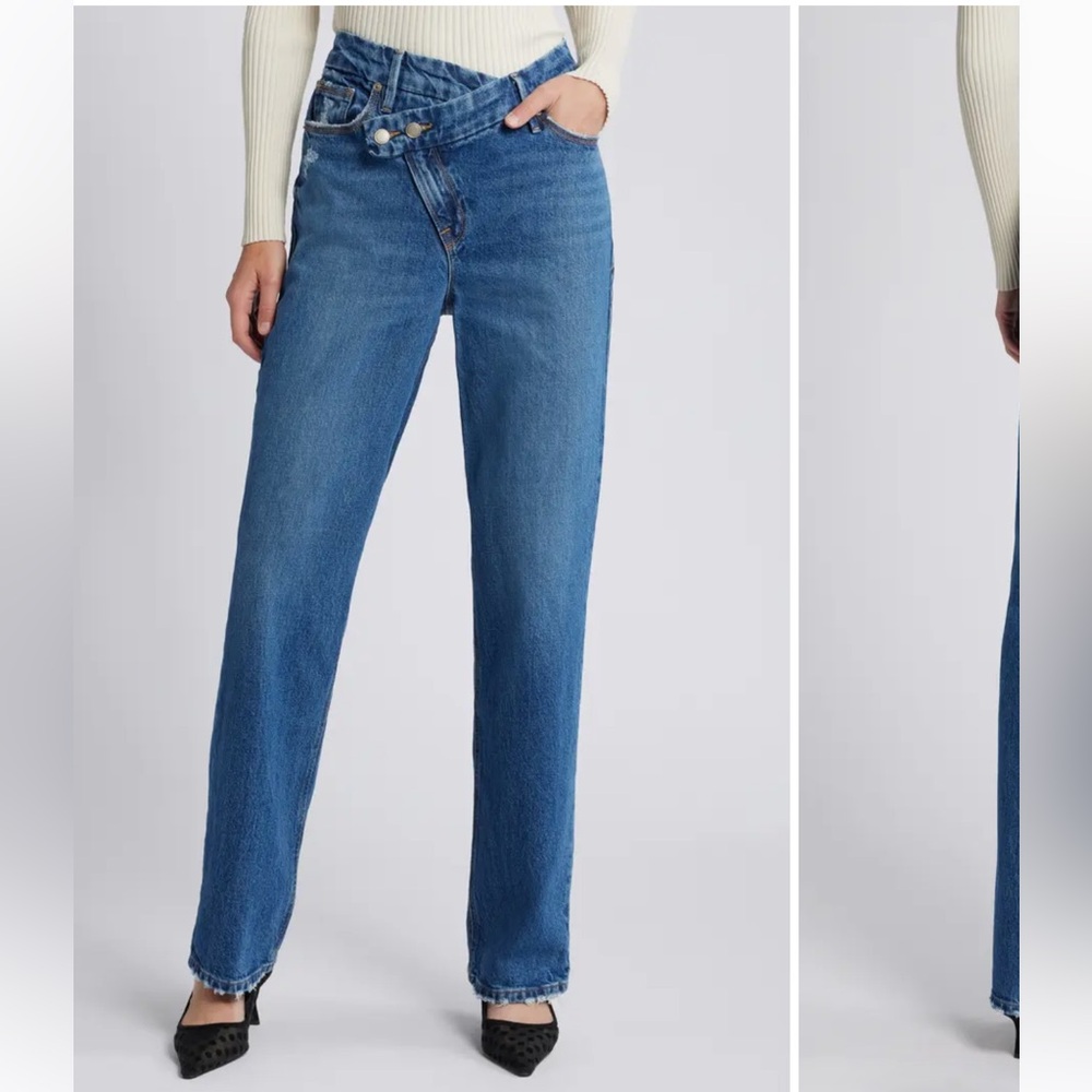 Good American Blue Straight Leg Jeans - Picture 2 of 6